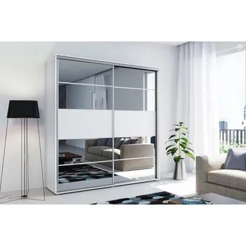 Šatní skříň Zrcadlová šatní skříň 230/245 BENEDICTO - bílá