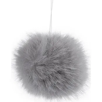 Kožešinová bambule s poutkem Ø4,5 cm, střední, 4 šedá světlá