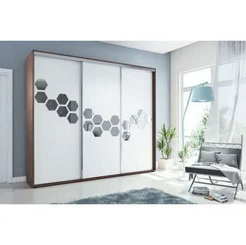 Šatní skříň Šatní skříň 278/215 JUAN se zdobením - čokoláda / bílá