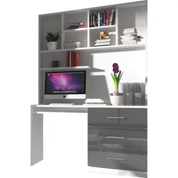 Psací stůl Psací stůl s policemi RENI 3 - bílý / šedý