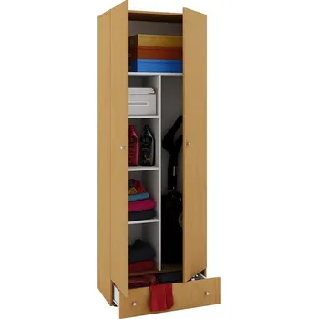 Koupelnový nábytek Vcm Úklidová skříňka Vandol II s dvířky včetně zásuvky, buk