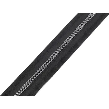 Zip Zip kostěný No 5 designový metráž, střední, 2 černá stříbrná