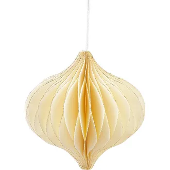 Vánoční dekorace Papírová vánoční ozdoba na stromeček - baňka, střední, 4 (10 cm) krémová světlá zlatá