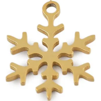 Brož Přívěsek z nerezové oceli vločka, střední, 2 zlatá
