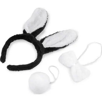 Karnevalový doplněk Karnevalová sada - zajíc / králík, střední, 1 bílá černá