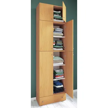 Šatní skříň Vcm Šatní skříň Lona XXL s otočnými dveřmi s nástavcem a zásuvkou, buk