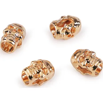 Kovová koncovka na šňůru Ø5 mm / ozdoba lebka, střední, 4 růžové zlato