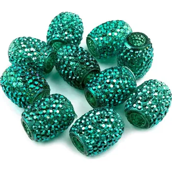 Dětské navlékací korálky Plastové korálky s velkým průvlekem 13x15 mm, velké, 3 (021) zelená tm. AB