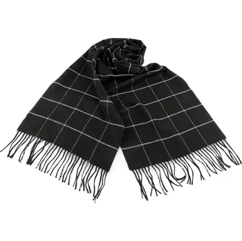 Šála Pánská šála s třásněmi káro 30x175 cm, velké, 3 černá