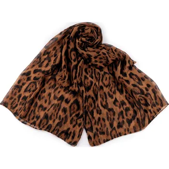 Letní šátek / šála zvířecí vzor 90x175 cm, velké, 2 hnědá