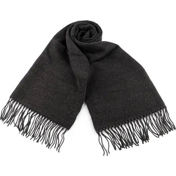 Šála Zimní šála / pléd s třásněmi 70x180 cm, střední, 10 černá šedá tmavá