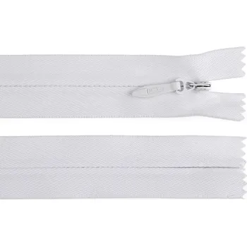 Zip Spirálový zip skrytý No 5 délka 60 cm pevný, střední, 101 bílá
