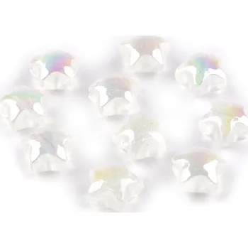 Dětské navlékací korálky Plastové korálky s AB efektem hvězda Ø18 mm, velké, 1 bílá