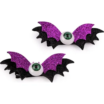 Náramek Párty sponky do vlasů Halloween, střední, 3 fialovorůž ost.