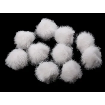 Kožešinová bambule s poutkem Ø3,5 cm, střední, 1 Off White