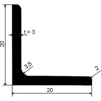 Stavební profil Profil L rovnoramenný 20×20×3 mm válcovaný – 6 m