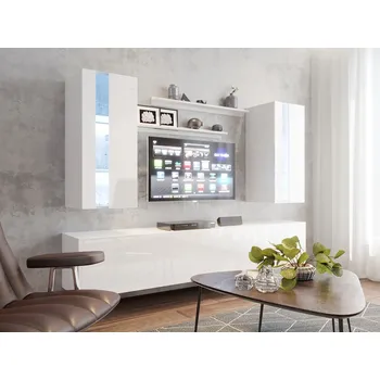 Obývací stěna Závěsná stěna do obývacího pokoje BRADT 65 - bílá / lesklá bílá