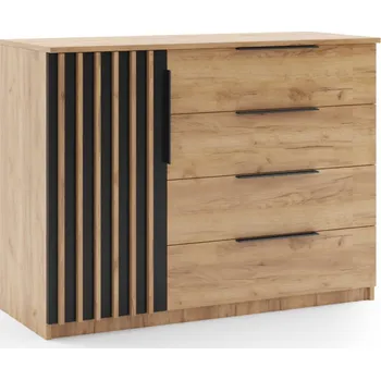 Komoda Kombinovaná komoda ORYNA II - dub craft zlatý / černá
