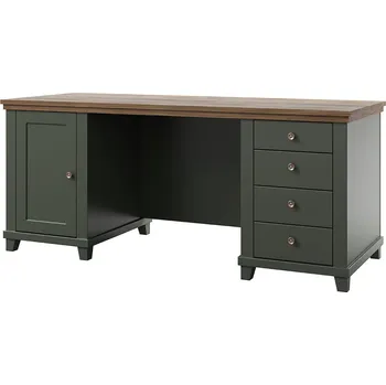 Počítačový stůl Kancelářský stůl se šuplíky EROL - zelený / dub lefkas