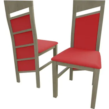 Jídelní židle Čalouněná kuchyňská židle MOVILE 36 - dub sonoma / červená ekokůže