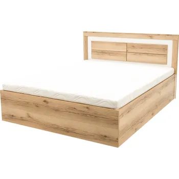 Postel Manželská postel 160x200 AZIZA - dub grand přírodní / bílá