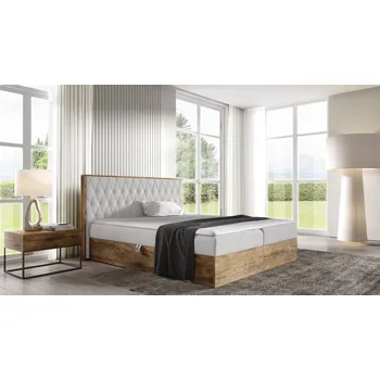 Postel Kontinentální postel 140x200 CHANTELLE 6 - dub wotan / světle šedá 1 + topper ZDARMA