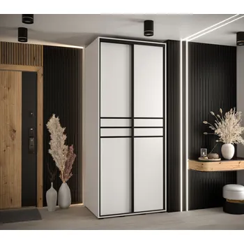 Šatní skříň Šatní skříň YVONA 10 - 100/60 cm, bílá / černá