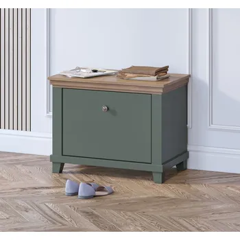 Botník Nízký botník s výklopnými dvířky DIBOLL - dub lefkas / zelený