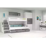 Dětská patrová postel s úložným prostorem a matracemi 80x200 IDA 3 - bílá / grafit