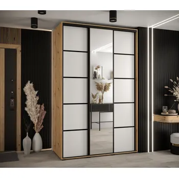 Šatní skříň Šatní skříň ASIRI 5 - 150/60 cm, dub artisan / bílá / černá