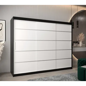 Šatní skříň Šatní skříň ENNI - šířka 250 cm, černá / bílá