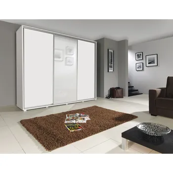 Šatní skříň Šatní skříň se zrcadlem 255 cm MAKEL - bílá