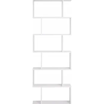 Knihovna REGÁL S POLICEMI NA KNIHY LAMINOVANÁ DŘEVOTŘÍSKA 70X24X191CM BÍLÝ