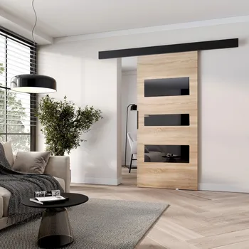 Interiérové dveře Posuvné dveře na stěnu BARRET 13 - 96 cm, dub sonoma / černé