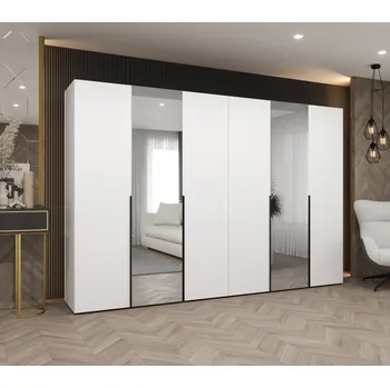 Šatní skříň Šatní skříň 300 cm ASUDA se zrcadly - bílá / černá
