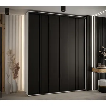 Šatní skříň Šatní skříň YVONA 6 - 190/45 cm, bílá / černá / černá