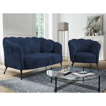 Sedací souprava Sestava sedacích souprav KOHANA - modrá / černé nožky