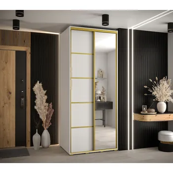 Šatní skříň Šatní skříň ASIRI 5 - 120/60 cm, bílá / zlatá