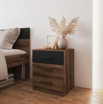 Noční stolek Noční stolek CROWEL - dub monastery / černý