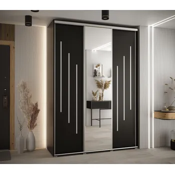 Šatní skříň Šatní skříň ASIRI 9 - 180/45 cm, černá / stříbrná