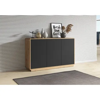 Komoda Třídveřová komoda NIKET - dub taurus / černá matná