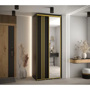 Šatní skříň Šatní skříň YVONA 7 - 100/45 cm, černá / zlatá