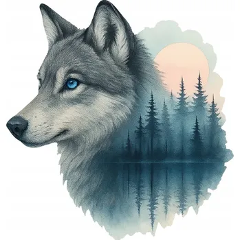 Samolepicí dekorace na vozidlo NÁLEPKA na Auto | VLK KRÁSA PŘÍRODA LES SÍLA A SVOBODA 13x14cm