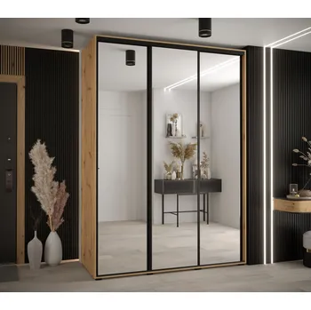 Šatní skříň VENETI YVONA 170 cm Dub artisan / černá