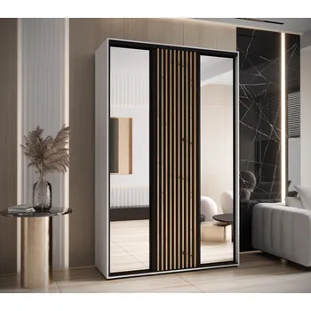 Šatní skříň Šatní skříň BAYLIN 2 - 160/60 cm, bílá / černá / dub artisan