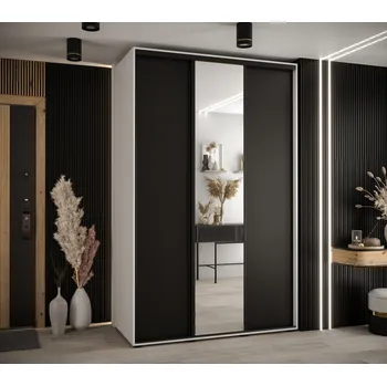 Šatní skříň Šatní skříň YVONA 3 - 150/60 cm, bílá / černá / černá