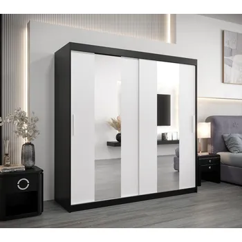 Šatní skříň Šatní skříň ALICE - šířka 200 cm, černá / bílá