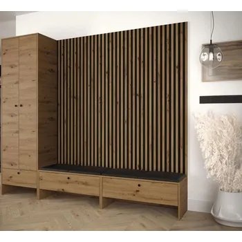 Předsíňová stěna Předsíňová stěna ZAMORA 6 - dub artisan / černá ekokůže