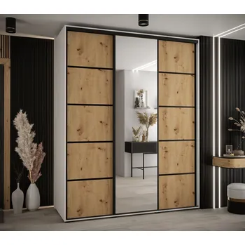 Šatní skříň Šatní skříň YVONA 5 - 200/60 cm, bílá / dub artisan / černá