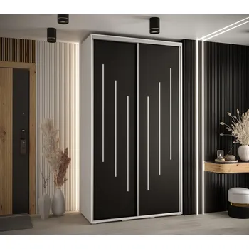 Šatní skříň Šatní skříň ASIRI 8 - 130/60 cm, bílá / černá / stříbrná